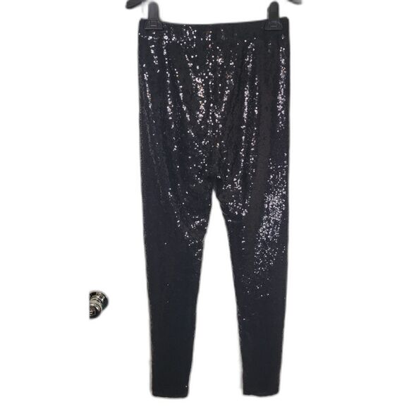 WAYF Black Sequin High Waist Pull On Logan Leggings Pants - Picture 2 of 3